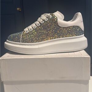 Alexander McQueen Women's Glitter Sneakers - Multicolor and White
